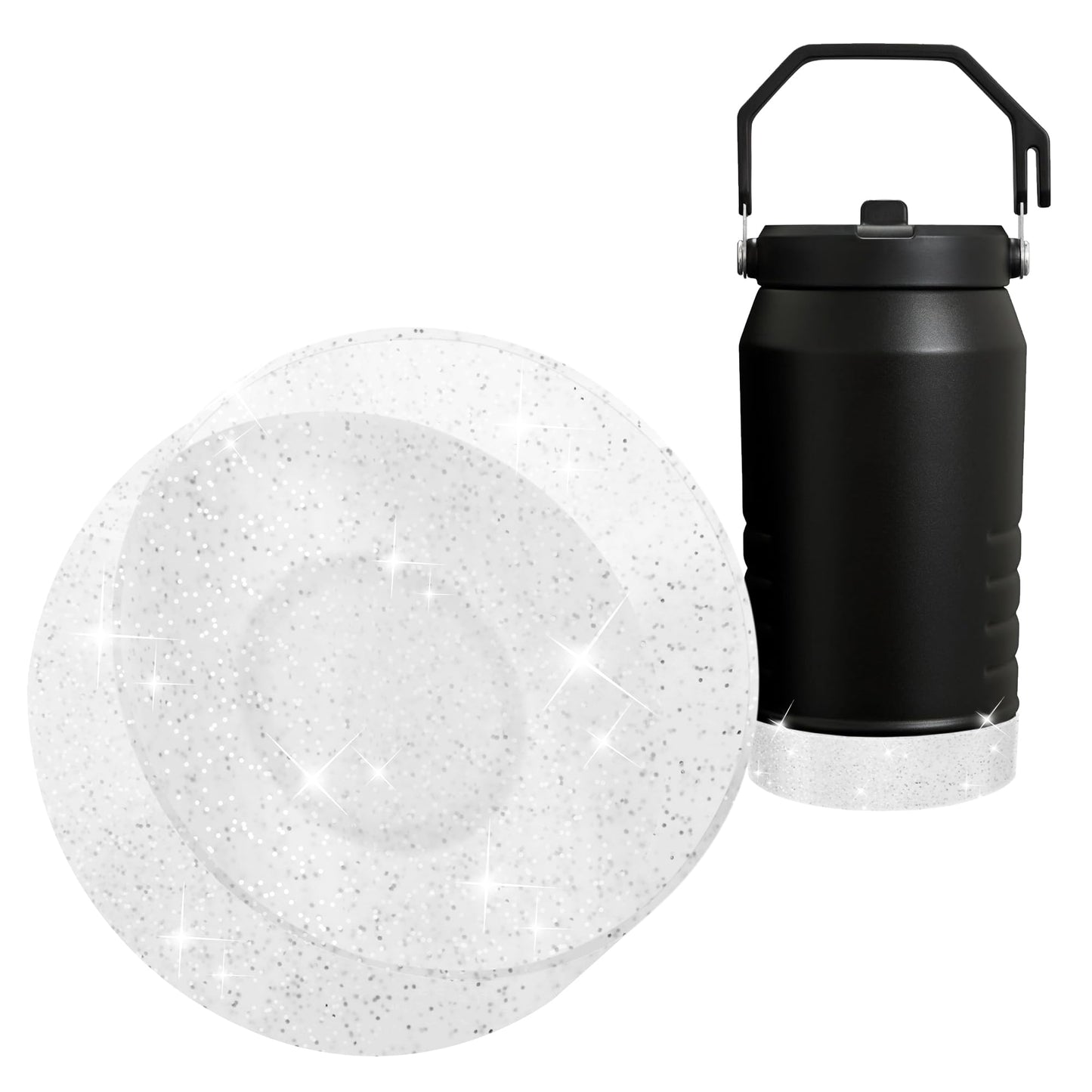 UBEEKOO Glitter Silicone Boot, Compatible with Stanley 64oz IceFlow Flip Tumbler with Straw,Sleeve Cover for 64oz Water Bottle Jug,Anti-Slip Bottom Protective for Stanley Accessories,T-Silver