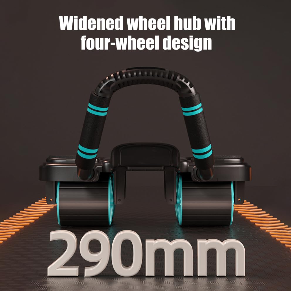 2025 New Ab Wheel Roller with Elbow Support - Automatic Rebound Abdominal Wheel Roller, The Upgraded Four-wheel Abdominal Wheel Core Workout Equipment Home Gym Abs Machine (Blue)