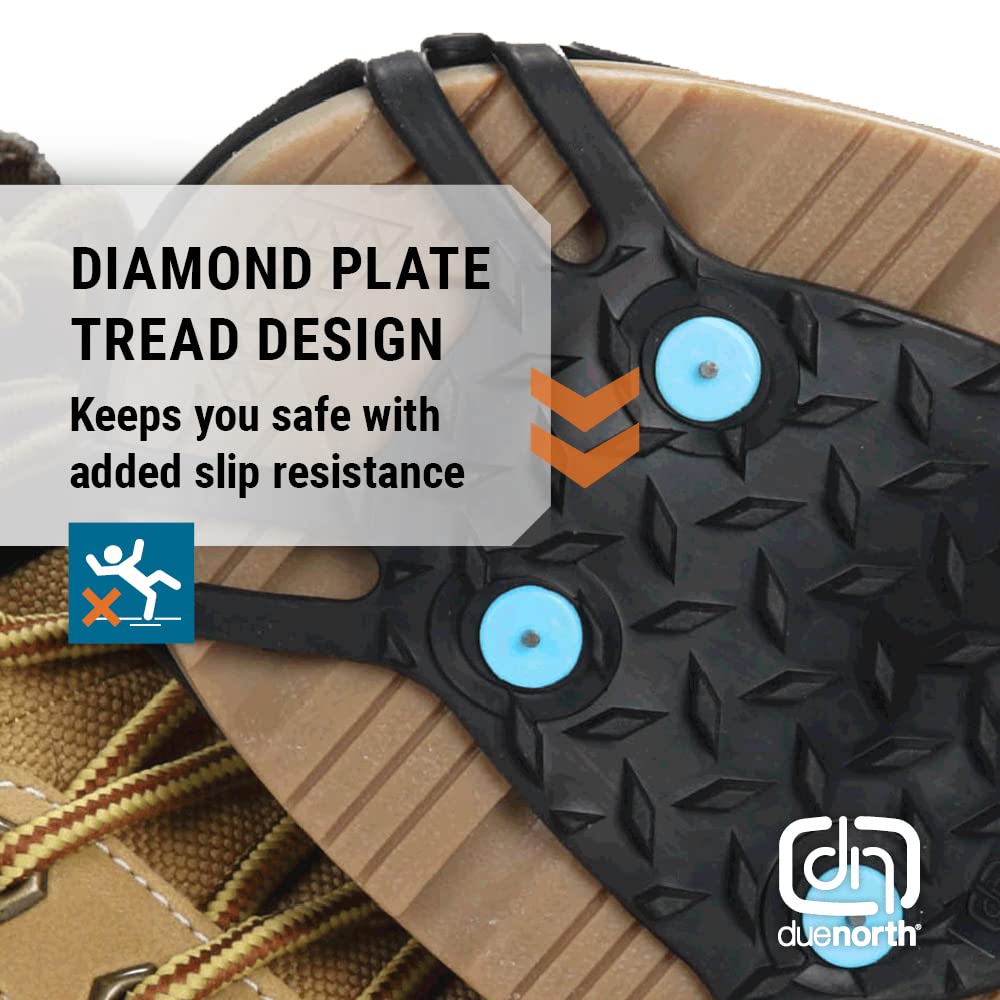Due North Light Industrial Footwear Traction Aids, Tungsten Carbide Ice Cleat Spikes, Lightweight Full-Foot, Rubber, Unisex, L/XL, V3550170-L/XL