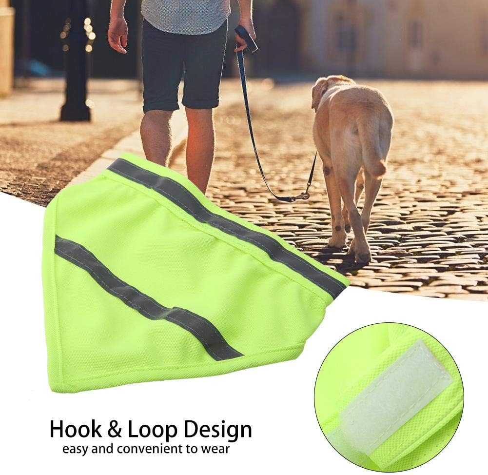1pcs/Set Pet Bandanas Safety Reflective Strip Night Collar Medium & Small Dogs Puppy Triangle Scarf Bib Neckerchief(M-Fluorescent Yellow)