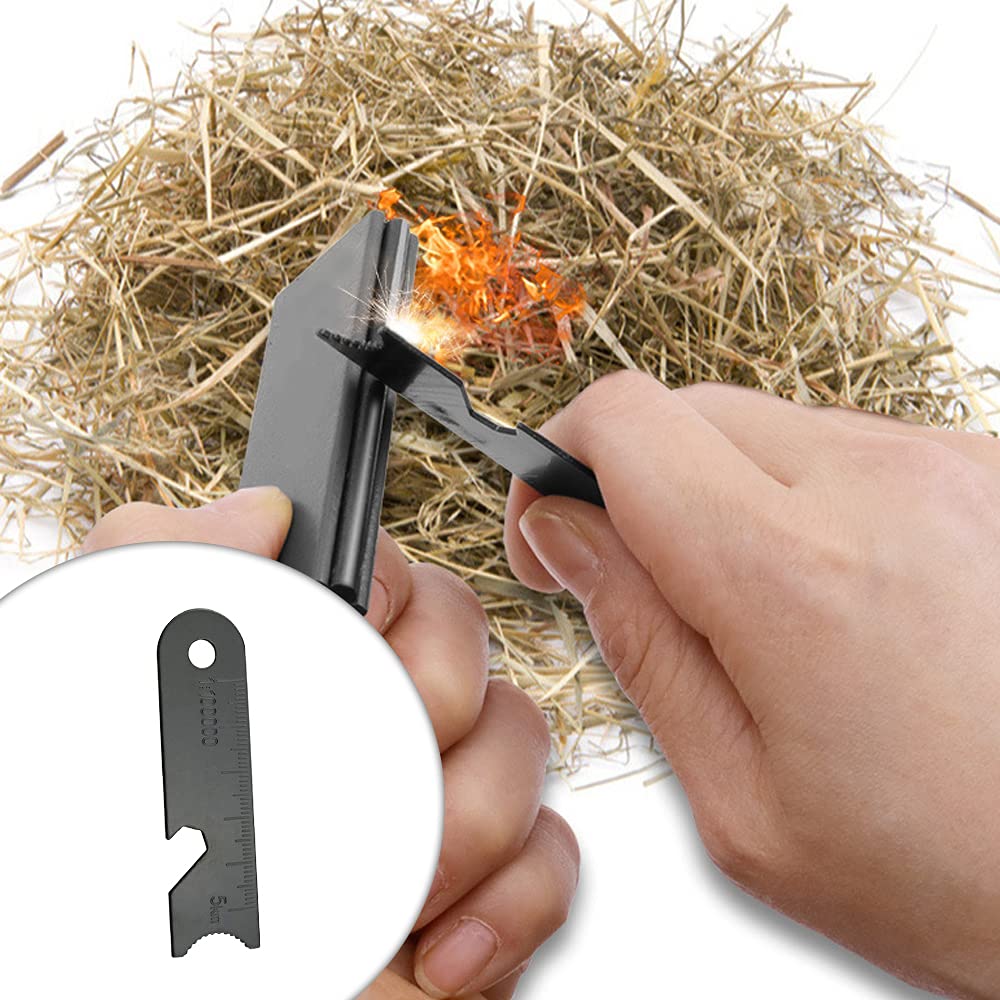 CHIYUYISEN11 Pcs Outdoor Lighter Outdoor Flint Scraper Striker Flint Fire Starter Survival Camping Flint Scraper,It's Also a Wine Opener
