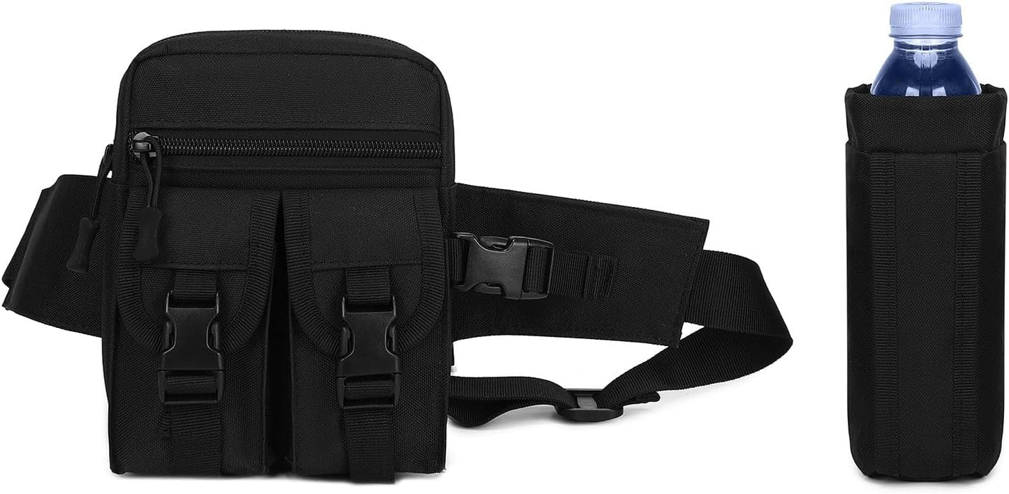 ArcEnCiel Tactical Fanny Pack Waist Bag Hip Belt Outdoor Fishing Bumbag with Water Bottle Pocket Holder