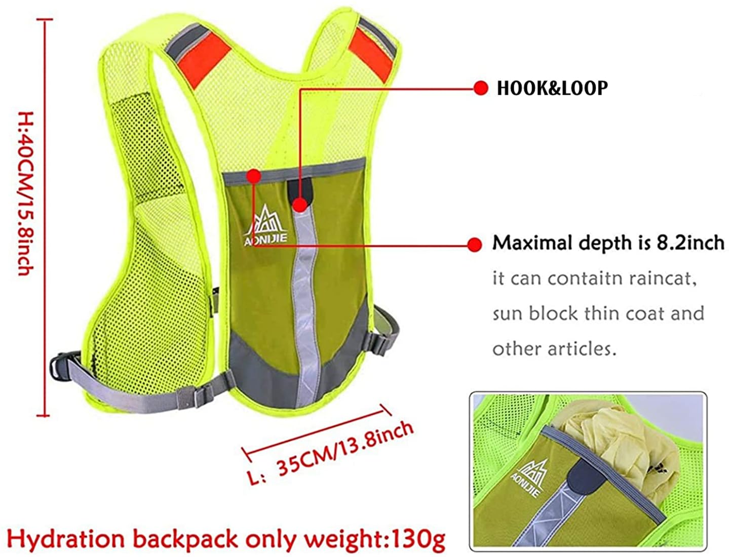 Achsoo Ultralight Marathon Reflective Running Vest Backpack Trail Marathon Hiking Hydration Backpack Pack Bags Outdoor Sport Bag (Pink)