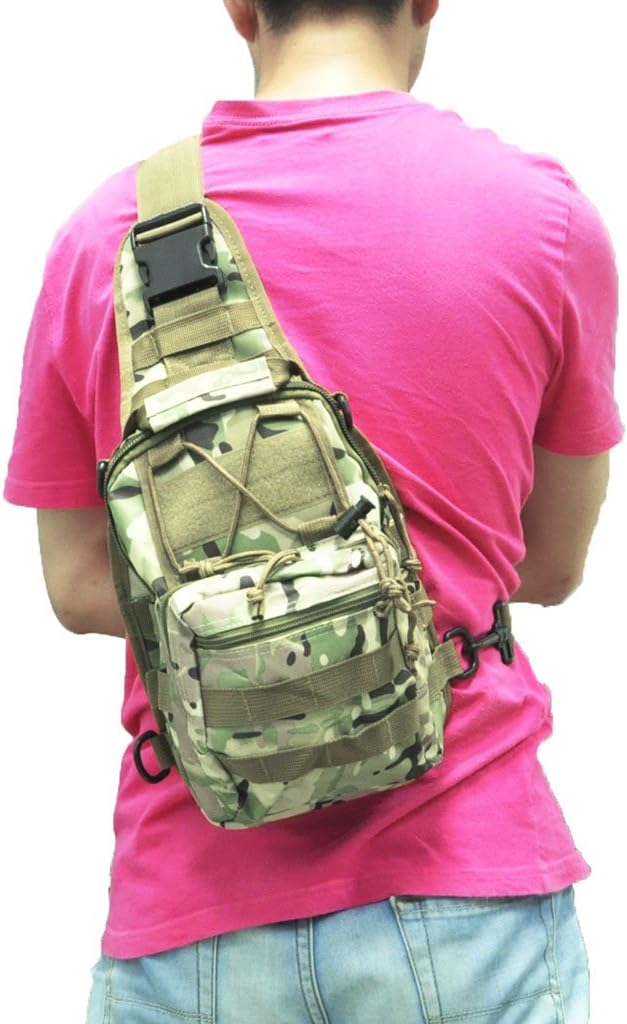 Qcute Tactical Backpack, Waterproof Military Cross-body Molle Sling Shoulder Backpack Chest Bag for Outdoor Every Day Carry