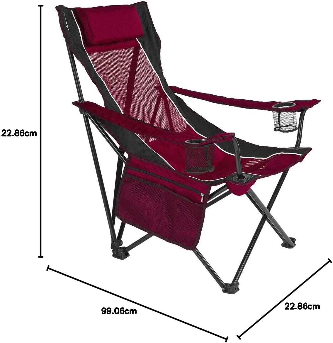 Kijaro Sling Folding Camping Chair - Enjoy The Outdoors in This Outdoor Chair with a Built-in Cup Holders and Side Organizer OR Side Cooler - Includes a Detachable Pillow