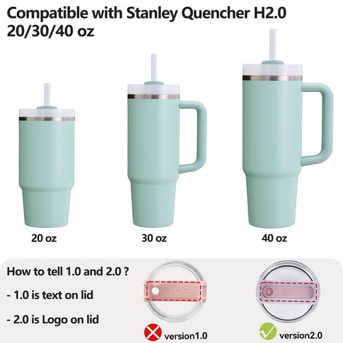 Silicone Spill Stopper Set Compatible with Stanley Cup 2.0 30oz & 40oz with Straw Cover (Set of 4, Seafoam)