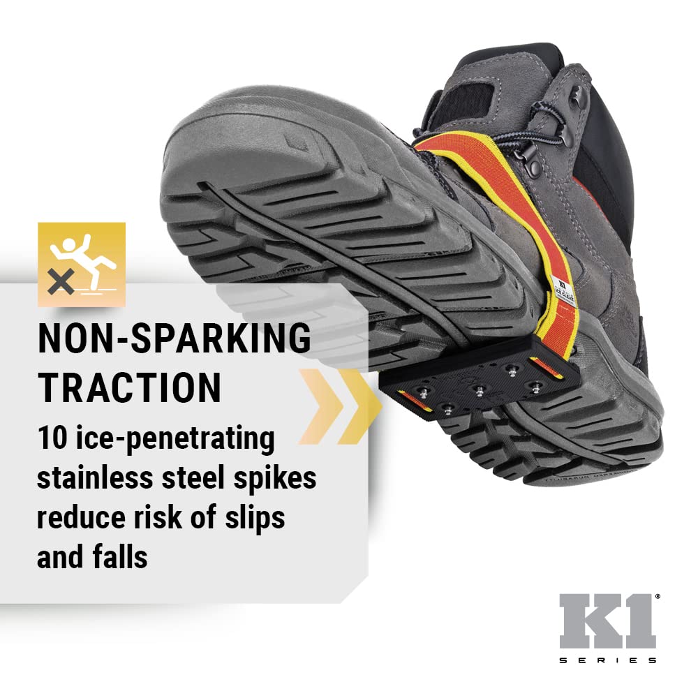 K1 Mid-Sole Ice Cleats for Men & Women - Rotatable Traction Aids For Winter Snow - Hi Vis - Low Profile
