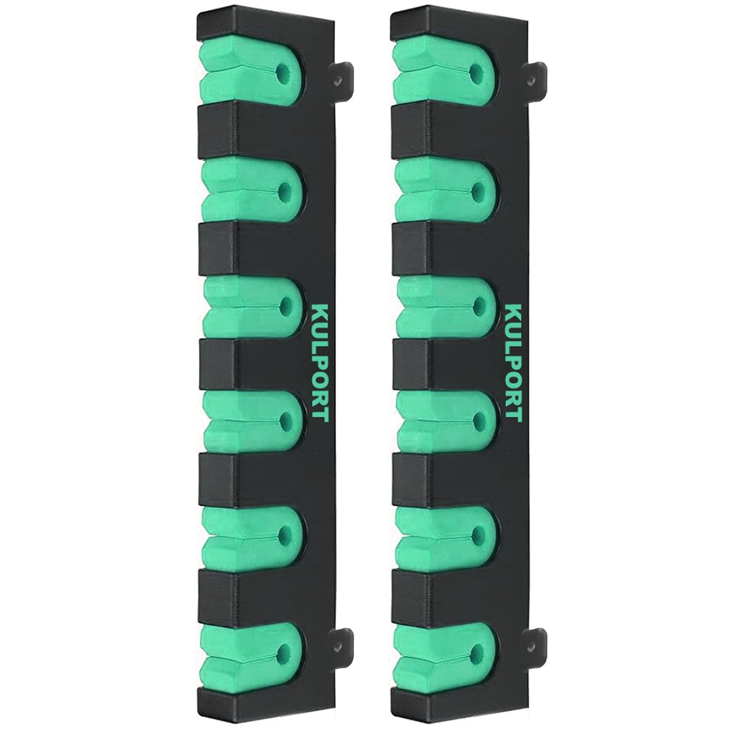 KULPORT Fishing Rod Rack Holders Wall-Mounted Fishing Pole Holder & Rack, Fishing Pole Holders for Garage & Boat 6-Rod Storage Racks(Horizontal Green, 1 Pair)