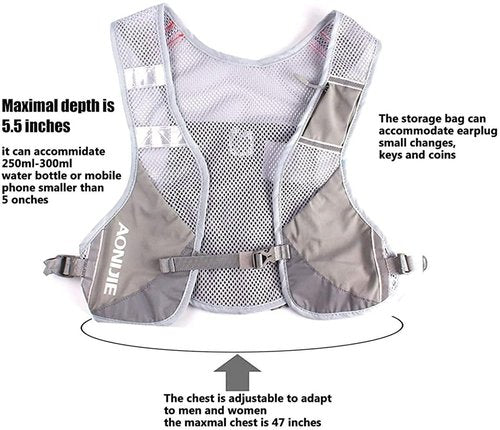 Achsoo Ultralight Marathon Reflective Running Vest Backpack Trail Marathon Hiking Hydration Backpack Pack Bags Outdoor Sport Bag (Pink)