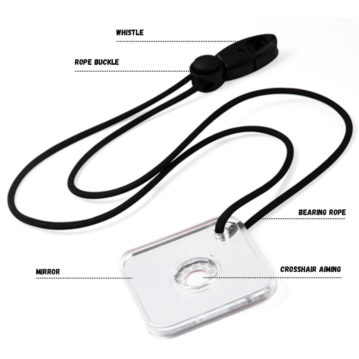 2.3 Inch Signal Mirror Survival Reflective Mirror with Aim Indicator & Whistle, Outdoor Survival Military Grade SOS Rescue Emergency Mirror for Hiking, Camping, Backpacking (A)