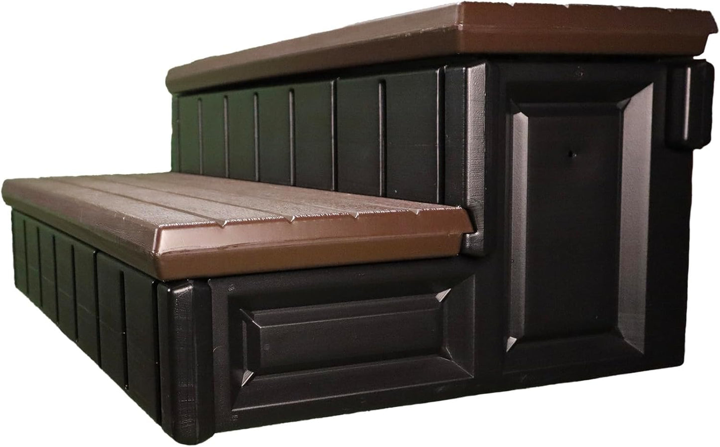 Confer Plastics Two Tier 36" Wide Deluxe Hot Tub Step. Non-Skid Spa Steps, Easy Installation, Sturdy, Long Lasting Upgrade to Your Space. Proudly Made in USA. - Espresso