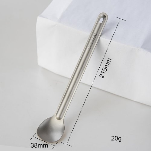 COMTAI Ultra-Light Titanium Long Handle Spoon, 8.5 Inches Eco-Friendly Space-SavingCamping Hiking Picnic Utensil
