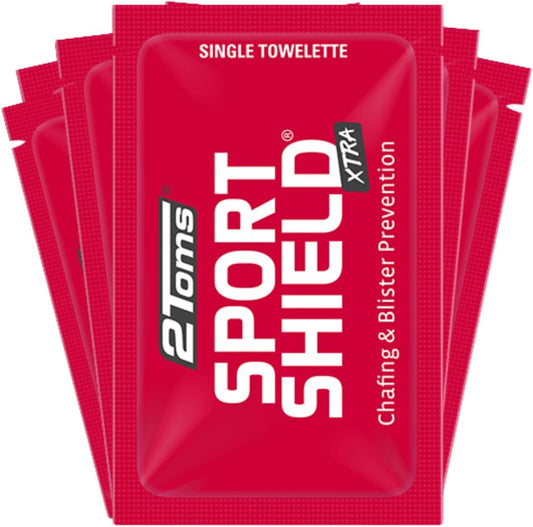 2Toms SportShield Xtra, Soothing All Day Anti-Chafe Prevention, Waterproof Protection from Thigh Chafing and Skin Irritation, 6-Pack Single-Use Towelettes