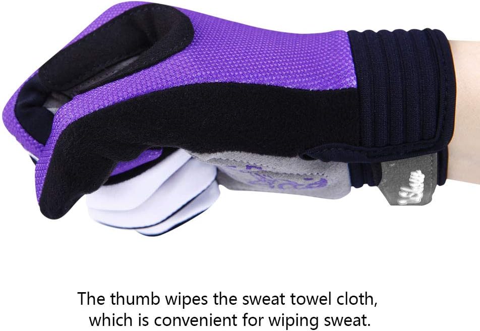 Pink Floral Cycling Gloves for Women | Full Finger Gel Padded Workout Gloves