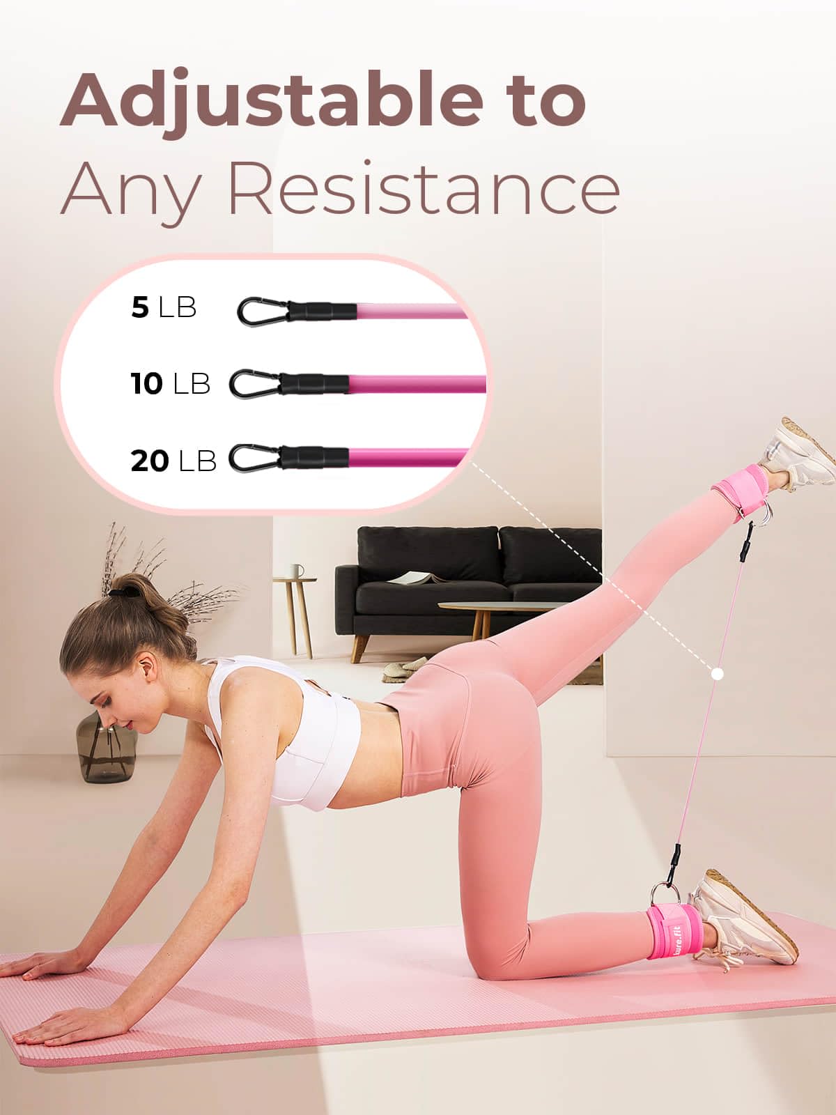 kure.fit Wrist & Ankle Weights (Pink) + Ankle Resistance Bands Cuffs (Pink) Bundle