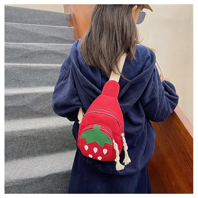 Hiflyer Small Sling Backpack, Rabbit Strawberry Design, Mini Backpack for Girls, Adjustable Shoulder Strap, Zipper Closure, 8x5x2 Inches, 0.2 liters