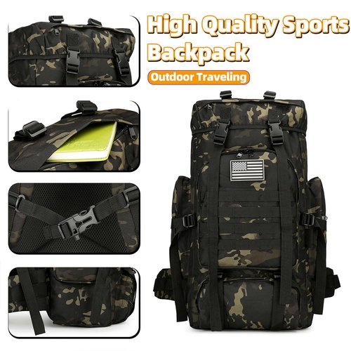 Bkcmy 45L Hiking Backpack Waterproof Travel Daypack Camping Backpack for Men Women (Black)