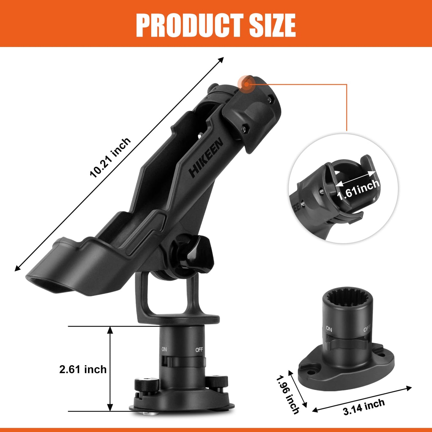 Kayak Fishing Rod Holder, Fishing Boat Rod Holder for Track Mount / Deck Mount, Fishing Rod Holders for Boat, 360 Degree Adjustable Fishing Pole Holders 1Pack