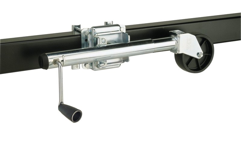 Reese Towpower 74410 Round Trailer Jack, Side Mount, 1,000 lbs. Lift Capacity, Sidewind, Bolt-On, 10 Inch Travel, 6-Inch Wheel
