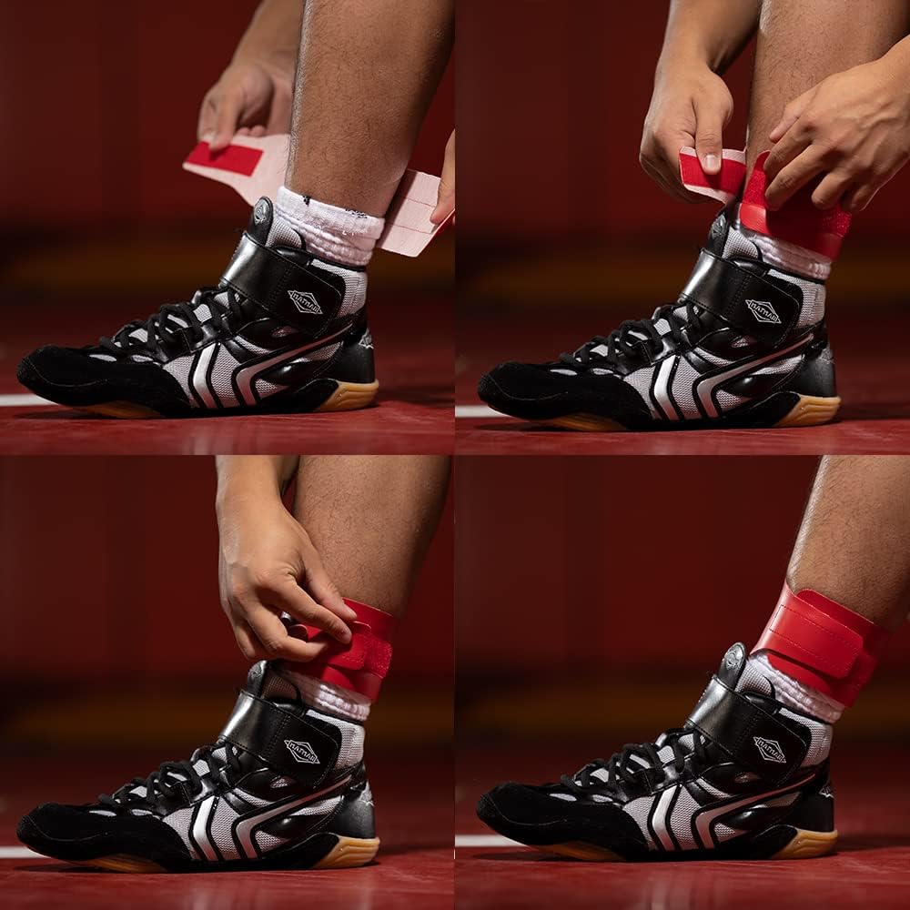 Matman Wrestling Ankle Bands Pack of 4 Tournament Ankle Band Made in USA Soft Vinyl 13” x 2.5” Wrestling Tournament Bands Hook Loop Scoring Bands…