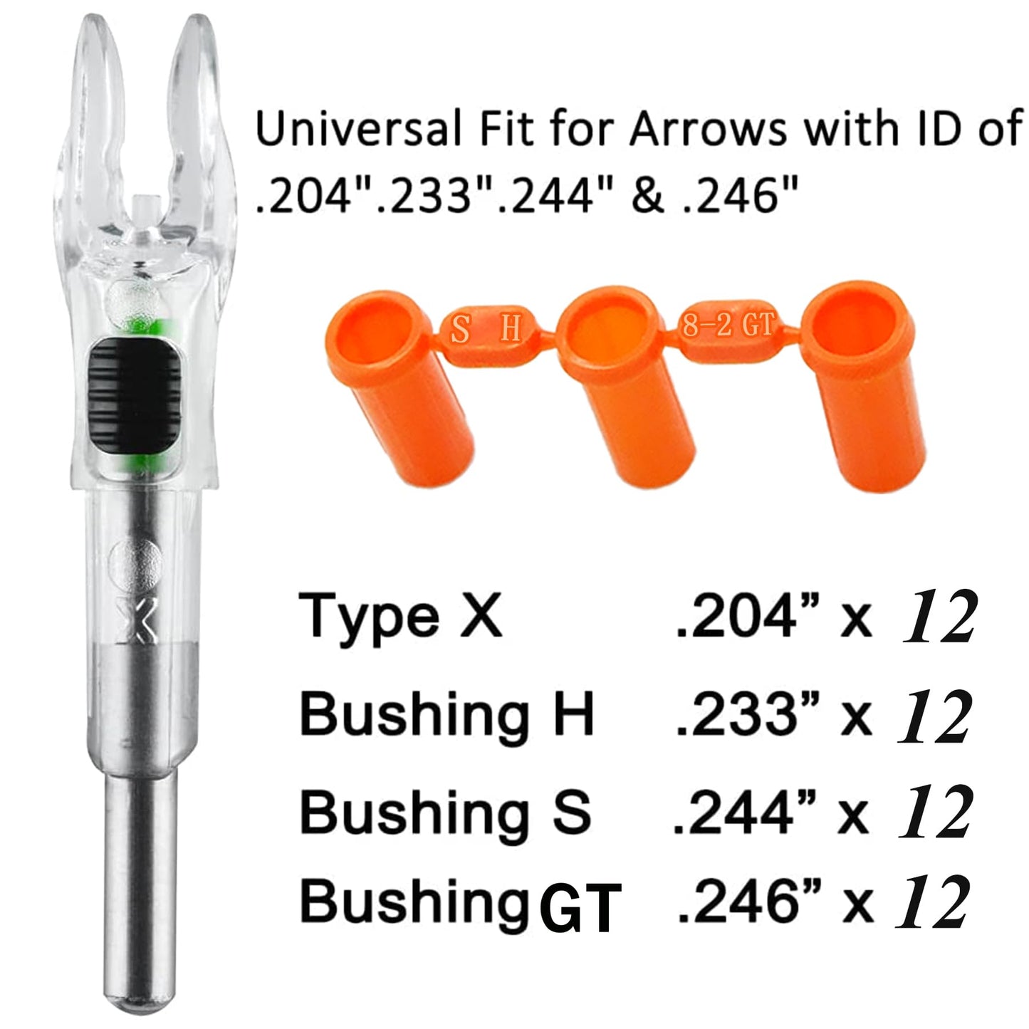 KEAUP 12 Pack X Lighted Nocks Universal Fit for Arrows with ID .204/.233/.244/.246 Light Up Nocks with ON/Off Switch for Archery Hunting