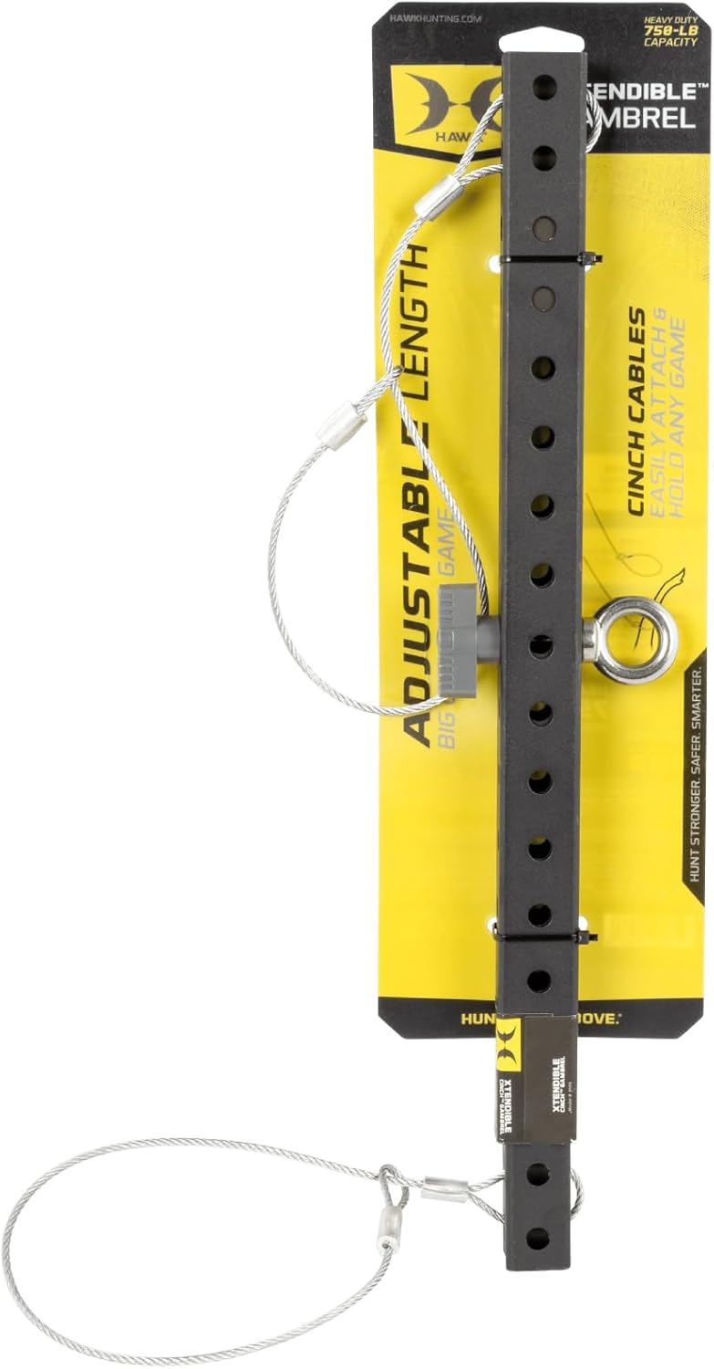 Hawk Xtendible Hunting Portable Compact Adjustable Length 16" - 25" Easy to Hang No-Cutting Cinch Gambrel | Holds Up to 450 Lbs