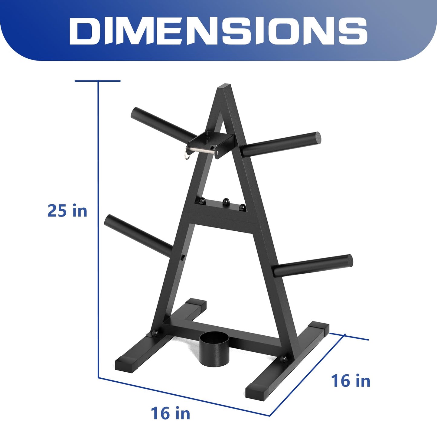 A-Frame Weight Plate Tree for 1" Olympic Plates - Holds 300 lbs, Dumbbell Rack and Home Gym Storage Stand - Organize Your Workout Area