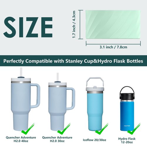 GeeRic Protective Silicone Boot Compatible with Stanley Quencher, Anti-Slip Bottom Sleeve Cover for 40 oz Water Bottles Light Green