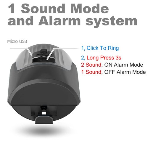BSSOK Electric Bike Bell, 125db Anti-Theft Alarm Loud Electronic Bicycle Horn, 1 Sound Modes, USB Rechargeable Battery, Waterproof Bike Horn for Mountain Bike/Road Bike/BMX/Adults (Black 1 Sound)