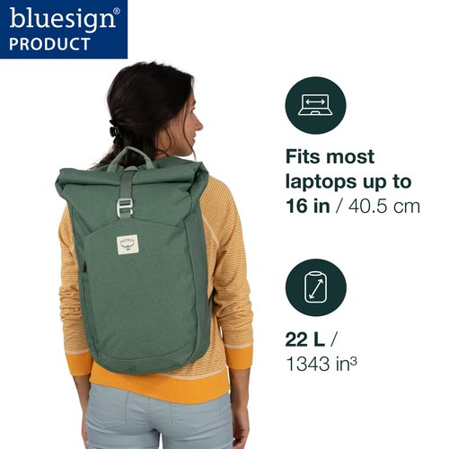 Osprey Arcane Roll Top Commuter Backpack, Pine Leaf Green