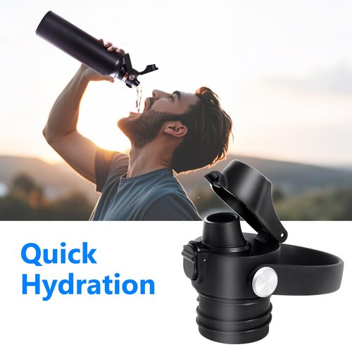 Flip Lid for Hydroflask Standard Mouth, Replacement for Hydro Flask Lid, Spout Cap for Narrow Mouth Water Bottle for Simple Modern Iron Flask Accessories, BPA Free, Black