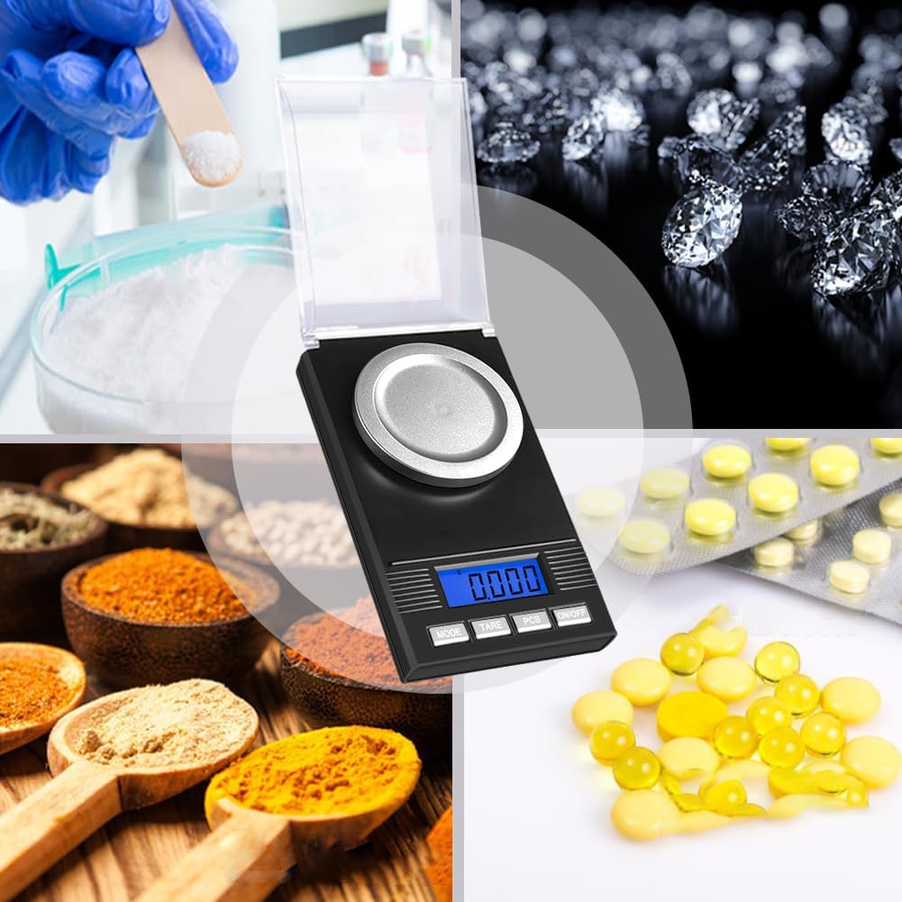 Fuzion Milligram Scale 50g/ 0.001g, Portable mg Scale with LCD Backlit, Tare, Digital Jewelry Scale, Microgram Scale for Powder, Gold, Gem, Reloading, Batteries Included