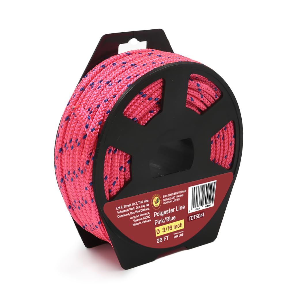 3/16" x 98' (4 mm x 30 m) 16 Strand Strong Heavy-Duty Tactical Cord, Clothes Line Camping Utility - All-Purpose Lightweight Diamond Braid Rope for Tie, Pull, Swing, Knot