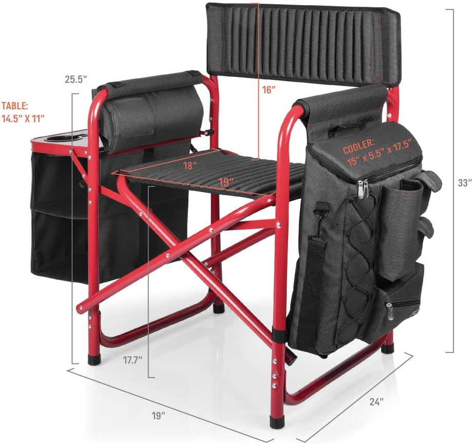 PICNIC TIME NCAA Oklahoma State Cowboys Fusion Camping Chair with Side Table and Soft Cooler - Beach Chair for Adults - Lawn Chair