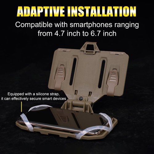 Zhongren Tactical Plate Carrier Vest Attachments Universal Phone Chest Mount for Screen Size 4.7"-6.7" Molle Foldable Navigation Phone Holder Board (Tan)