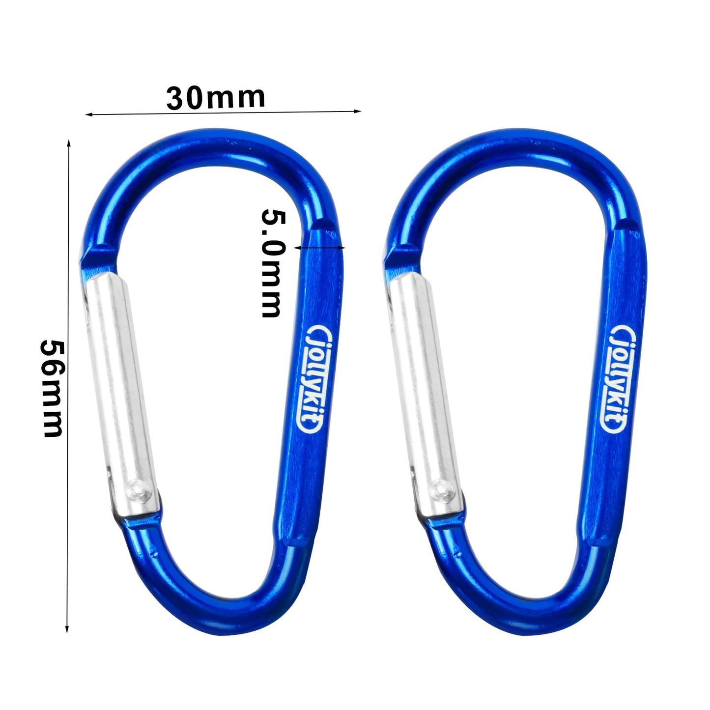 jollykit 6pcs carabiners, 2.2inch Carabiner Clips for Keychain, Aluminium Carabiner is Durable and uesd for Camping and Hiking