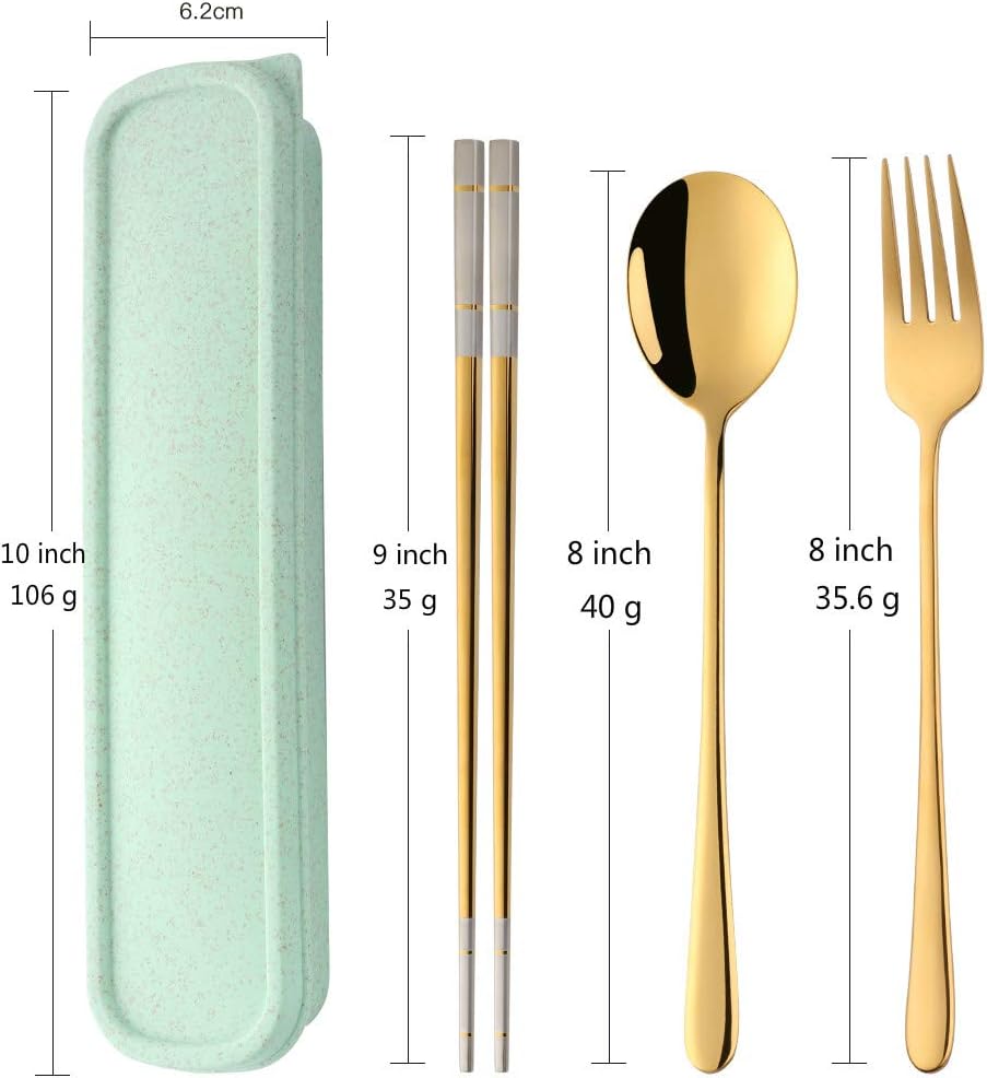 3 PCS Outdoor Flatware Set Fork Spoon Chopsticks/Travel Flatware Set with a Case