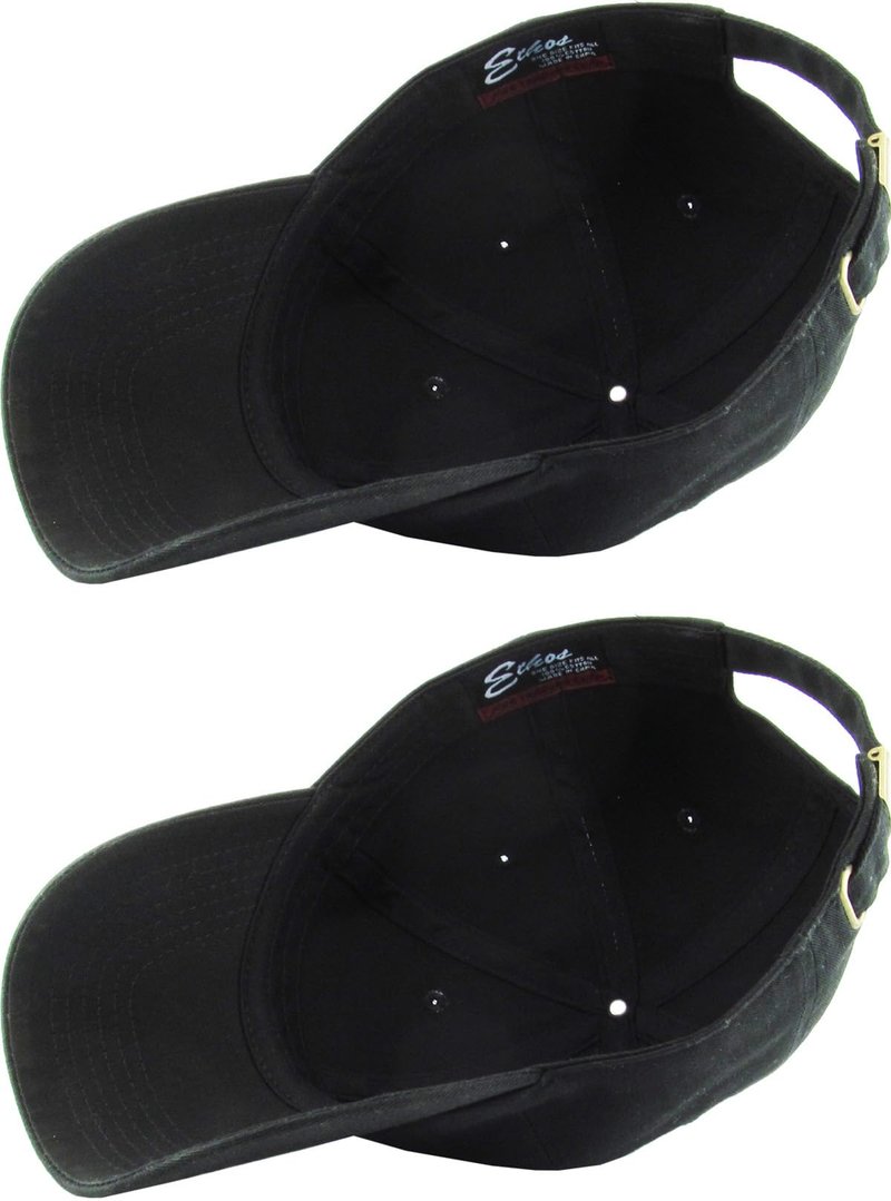 KBETHOS Classic Cotton Dad Hat Bundle Adjustable Unconstructed Plain Cap (One Size, Black + Black (2 Pack))