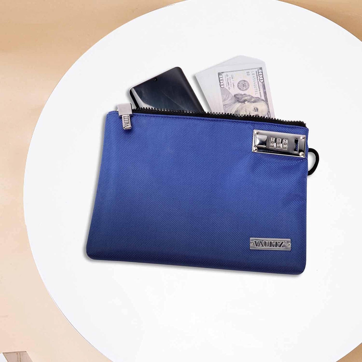 Vaultz Money Bag with Lock - 5 x 7 Inch, Men & Women's Locking Accessories Pouch for Cash, Bank Deposits, Wallet, Medicine, Phone and Credit Cards - BERRY