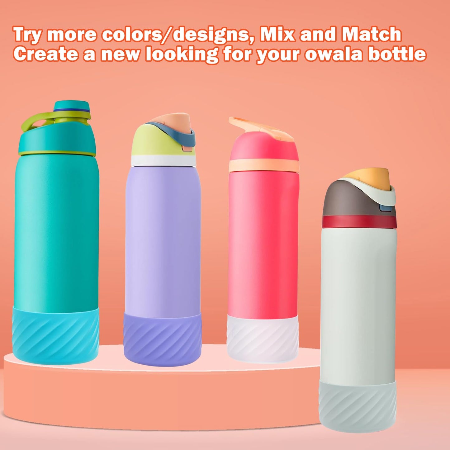 2Pcs Silicone Boot Base Sleeve for Owala Water Bottle FreeSip Twist and Flip Protective Silicone Bottom Bumper for Owala Flask Water Bottle Accessories BPA Free