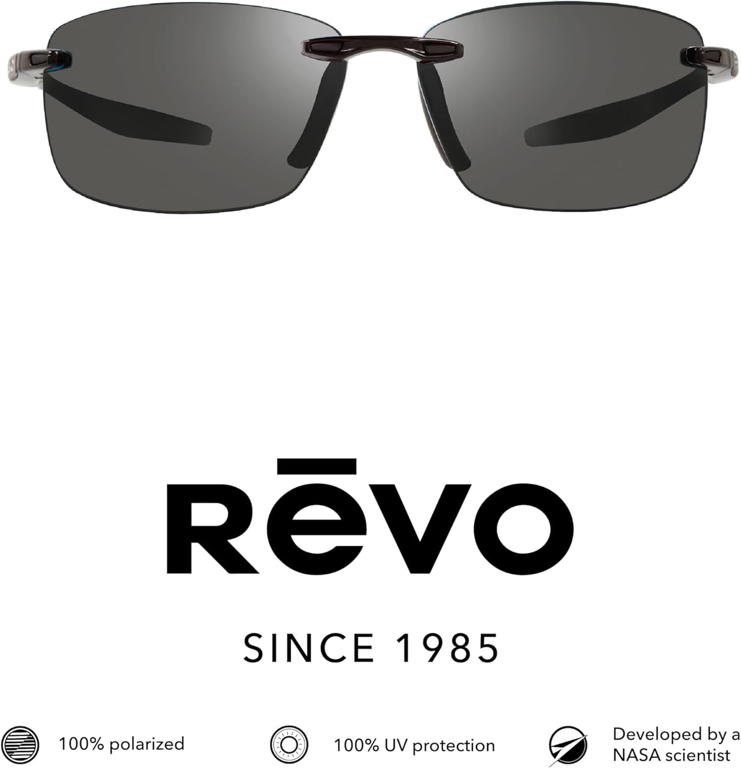 Revo Sunglasses Descend N: Polarized Lens with Rimless Rectangular Frame