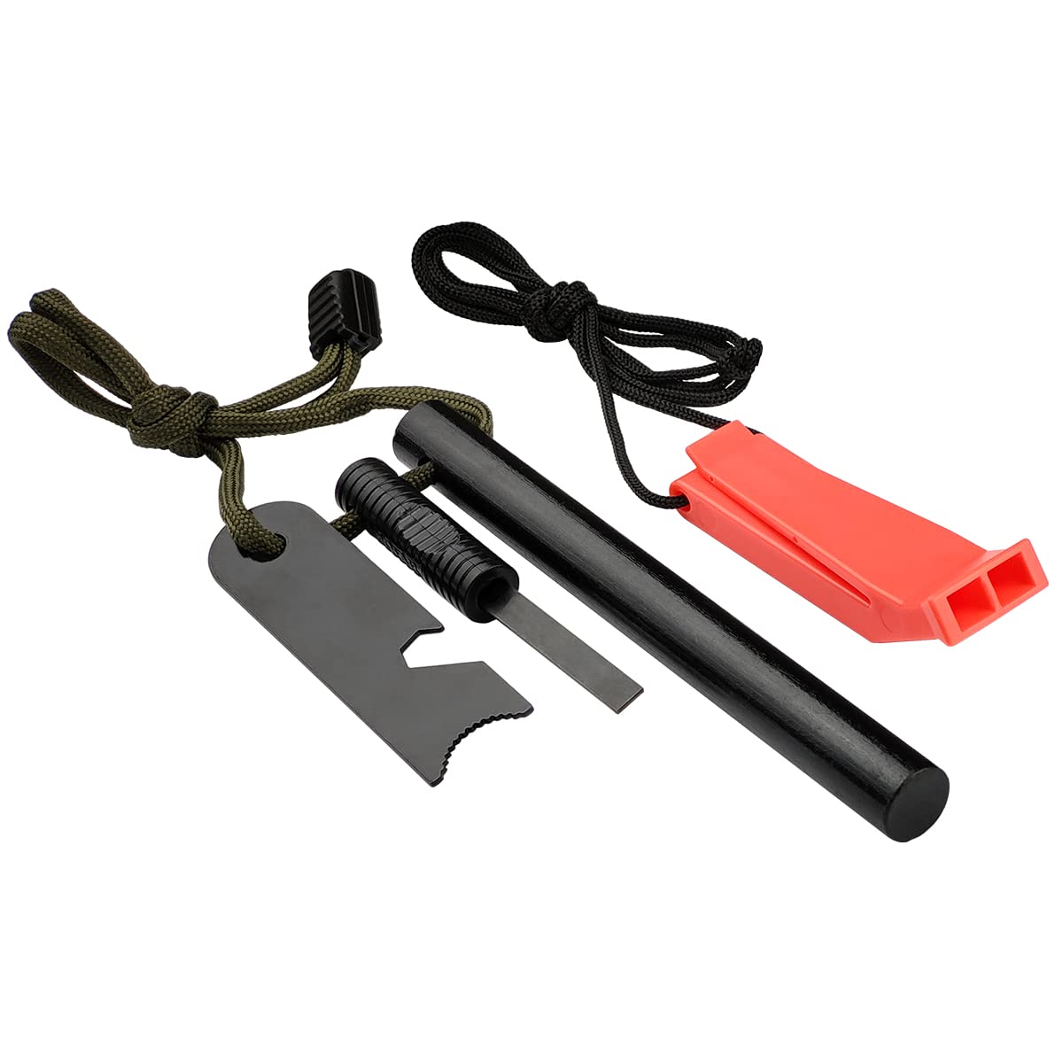 AOFAR Magnesium Fire Starter AF-374 (2-Pack) and Ferro Rod AF-376,Waterproof for Camping, Hiking