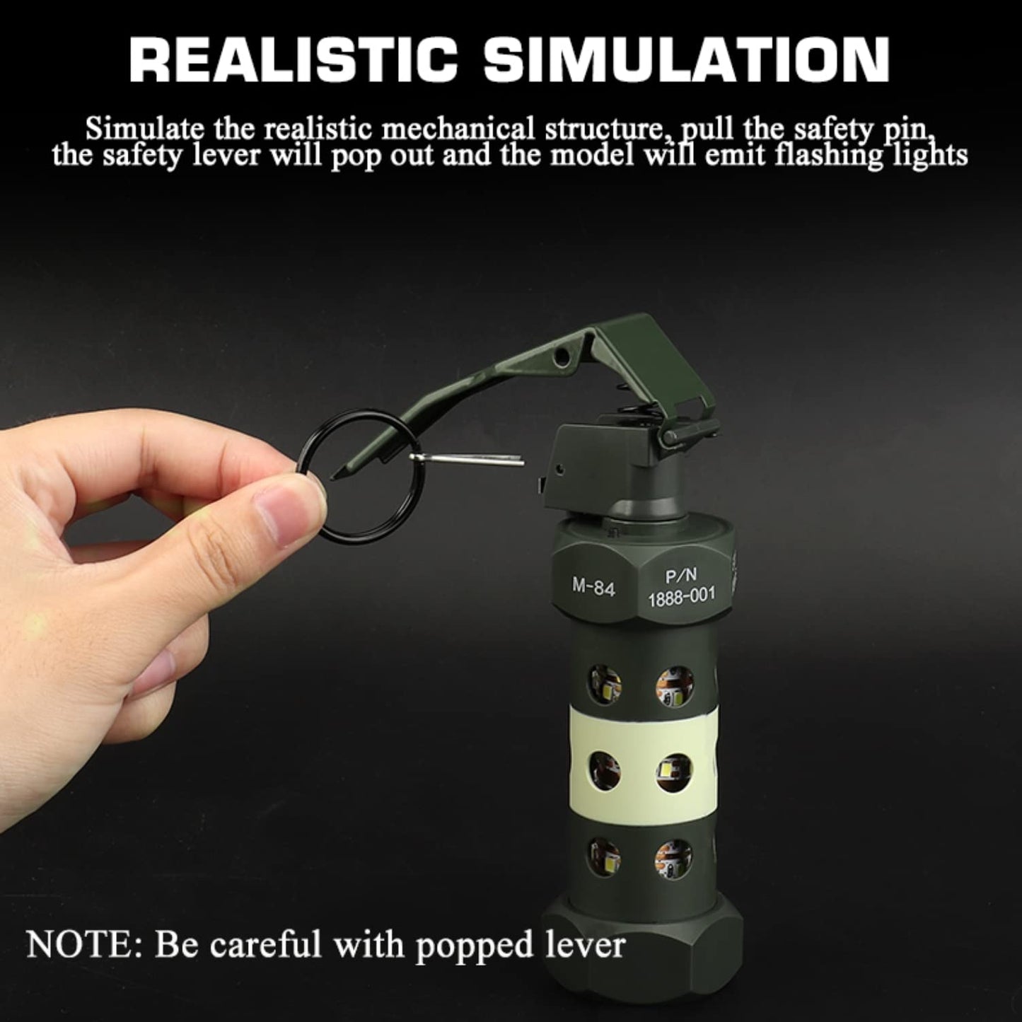 Zhongren M-84 CS Airsoft Flashlight Flashbang Plastic Grenade Toy Model Emergency Camping Lamp Portable Lantern Tactical Gear Accessories for Army Fans Military