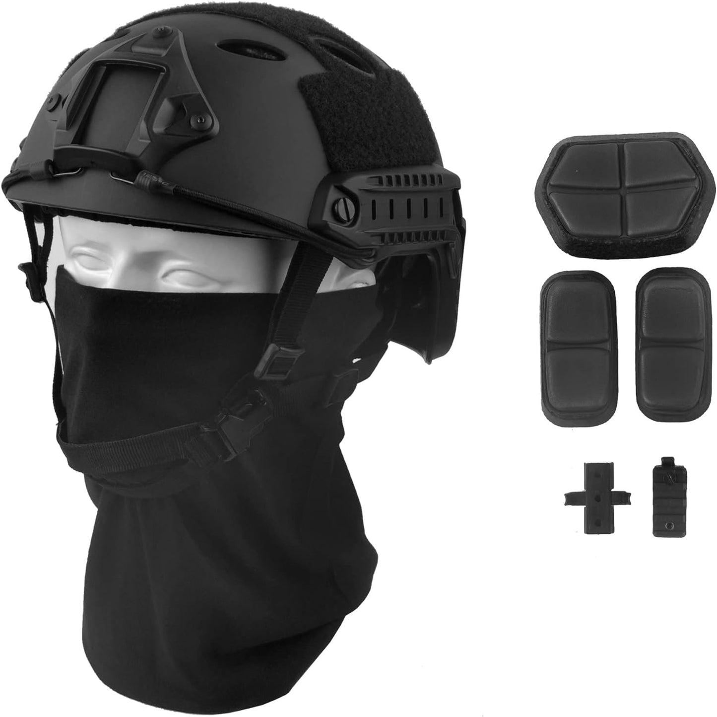 LOOGU Fast BJ Base Jump Tactical Helmet for Airsoft with 12-in-1 Headwear