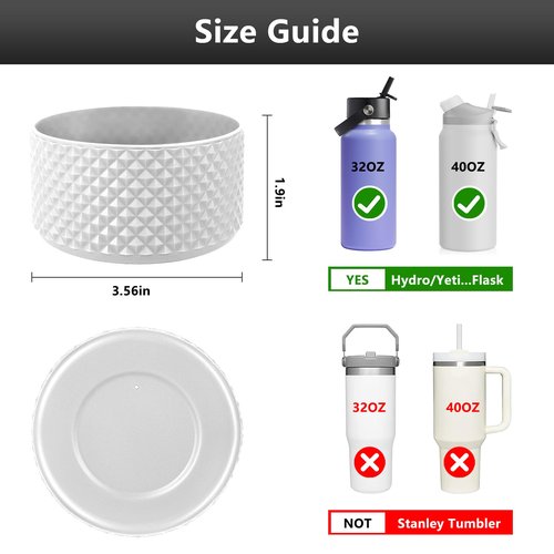 KJJSW Water Bottle Boot,Diamond Silicone for Water Bottle,Anti-Slip Bottom Silicone Sleeve Cover with Checkered Texture,Bottom Sleeve Cover 32-40 Oz