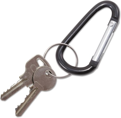 Advantus 75555 Carabiner Key Chains, Split Key Rings, Aluminum, Black, 10/Pack