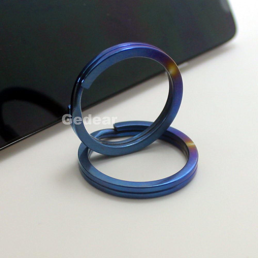 2pcs Titanium Ti Key Chain Key Ring Split Ring Size L 32mm Anodized Blue