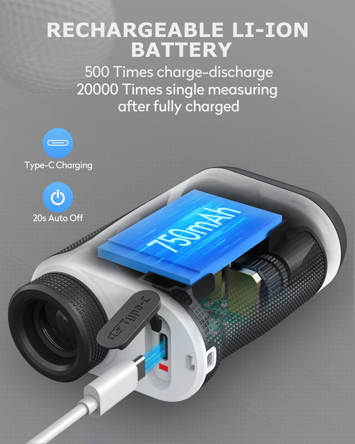 JIEHOME Golf Range Finder X1 660 Yards Rangefinder with Slope Flagpole Lock Vibration 6X Magnification Rechargeable Hunting Laser Rangefinders Golfing Rangefinder Disc Bowhunting