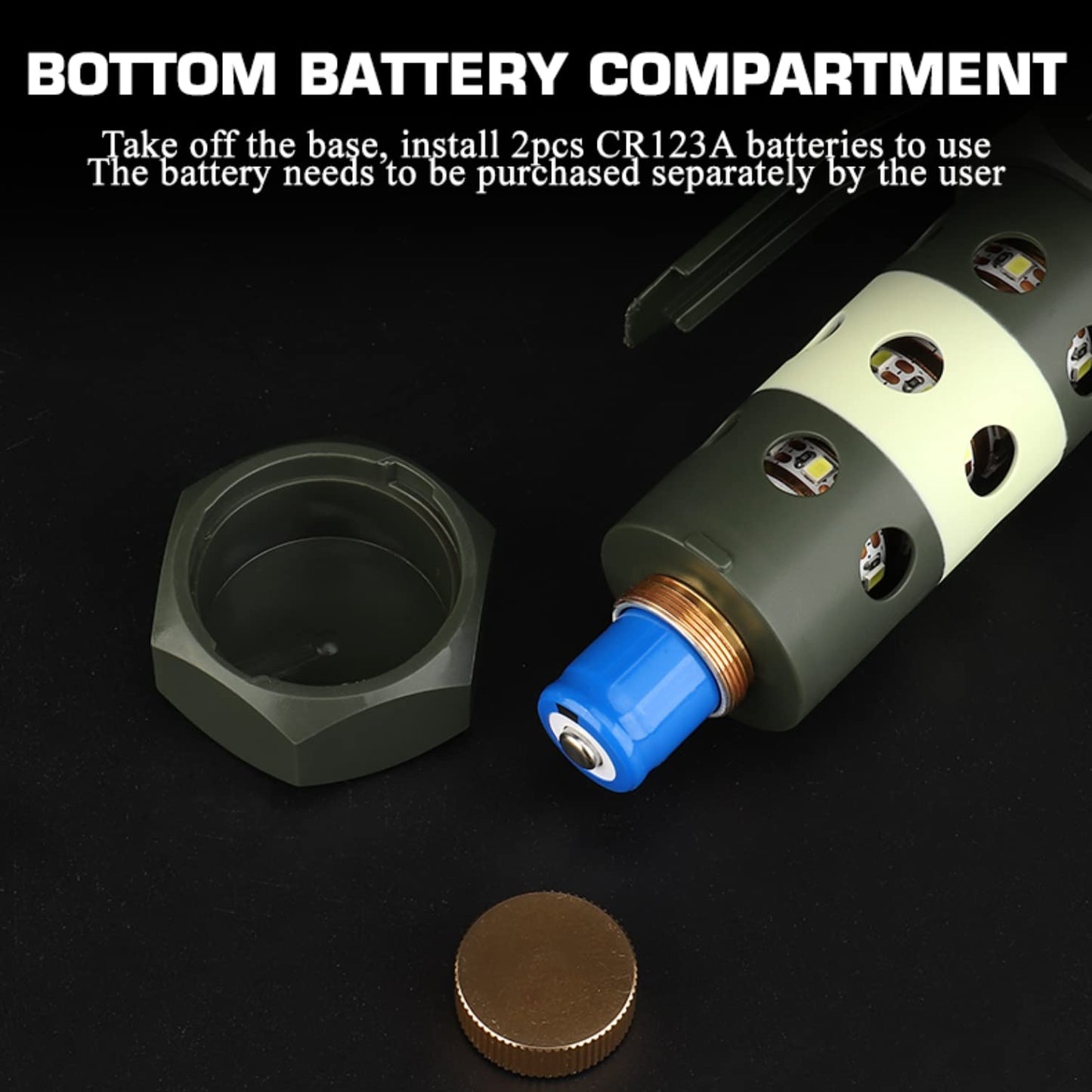 Zhongren M-84 CS Airsoft Flashlight Flashbang Plastic Grenade Toy Model Emergency Camping Lamp Portable Lantern Tactical Gear Accessories for Army Fans Military