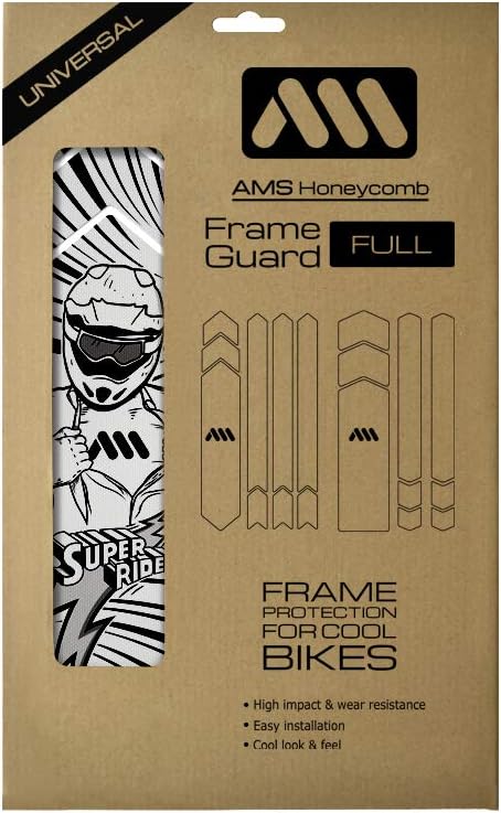 All Mountain Style Bike Frame Protector Extra - Universal Fit, 10-Piece Set for Down Tube, Chainstay, Cable Wear, High-Impact Honeycomb PVC
